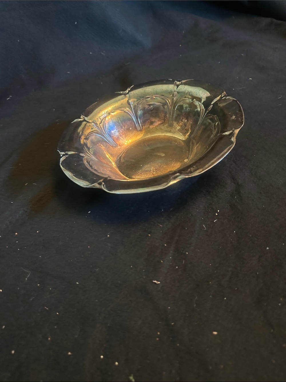Iridescent Glass Decorative Bowl - Gold Tone